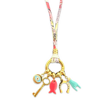 Load image into Gallery viewer, Silk necklace with lucky charms