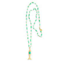 Load image into Gallery viewer, Necklace goldie lucky fish green