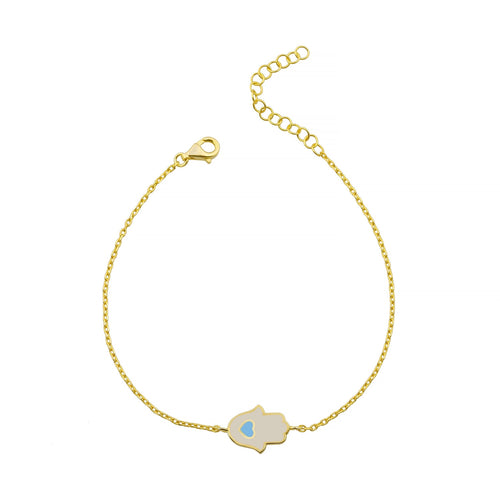 Bambini fortunato blu bianco braccialetto Hamsa
