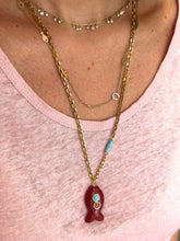 Load image into Gallery viewer, Capri fish necklace medium red coral