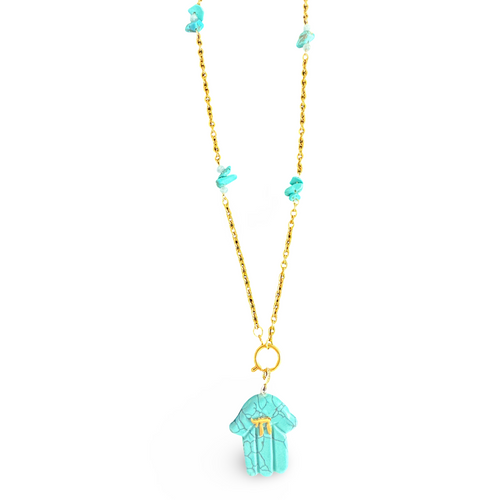 Necklace lucky hamsa CHAI turquoise