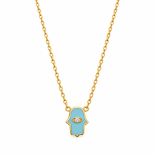Load image into Gallery viewer, Lucky Hamsa eye necklace mini turquoise
