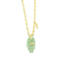 Load image into Gallery viewer, Necklace lucky hamsa Green jade