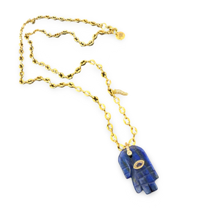 Necklace lucky hamsa blue