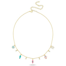 Load image into Gallery viewer, Mini lucky five charms color necklace new