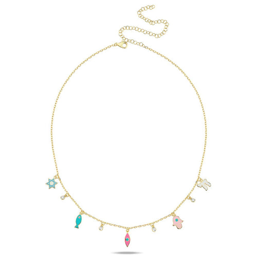 Mini lucky five charms color necklace new