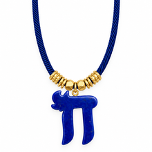 Load image into Gallery viewer, Luxury CHAI cord necklace blue lapis