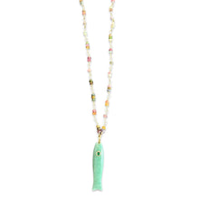Load image into Gallery viewer, Necklace lucky fish beads multicolor green