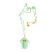 Load image into Gallery viewer, Lucky Hamsa חי necklace green