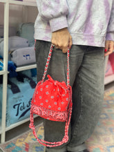 Load image into Gallery viewer, Bandana mini bucket bag coral