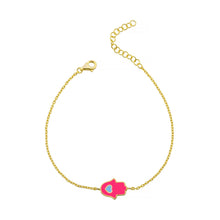 Load image into Gallery viewer, Lucky small Hamsa bracelet fuxia
