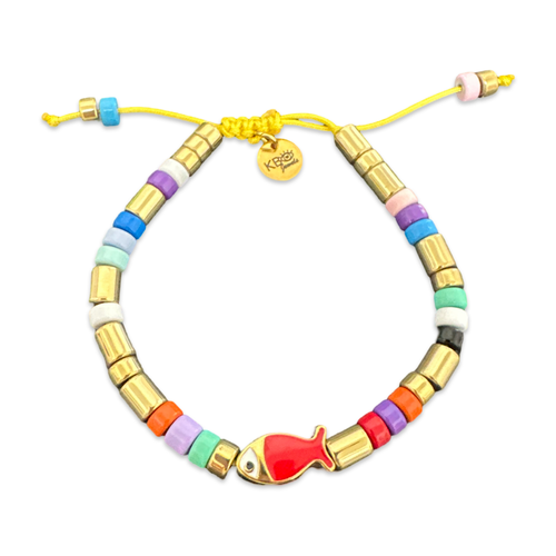 Goldie beads lucky fish bracelet red
