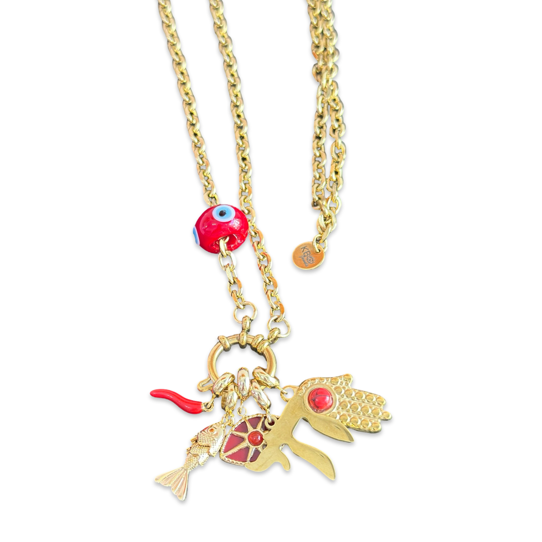 Lucky charms Necklace clasp red
