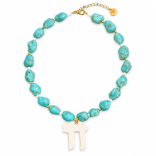 Load image into Gallery viewer, Luxury CHAI beads necklace turquoise white