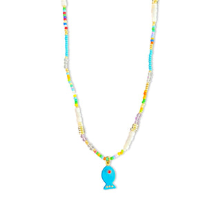 Amalfi lucky fish necklace turquoise beads