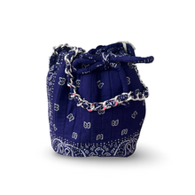 Load image into Gallery viewer, Bandana mini bucket bag navy