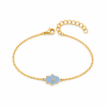 Load image into Gallery viewer, Lucky Hamsa Eye bracelet baby blue