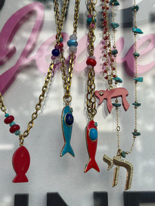 Amalfi lucky fish necklace red