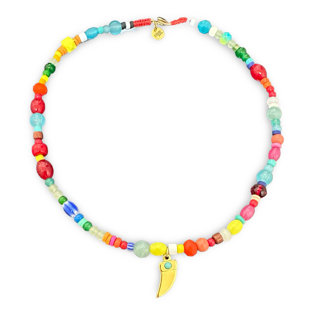 Lucky Horn beads chocker rainbow