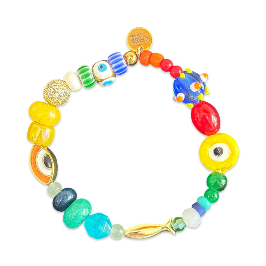 Colorful beads evil eye bracelet