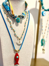 Load image into Gallery viewer, Capri fish lace necklace red coral
