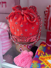 Load image into Gallery viewer, Bandana mini bucket bag coral