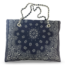 Load image into Gallery viewer, Bandana book bag navy blue