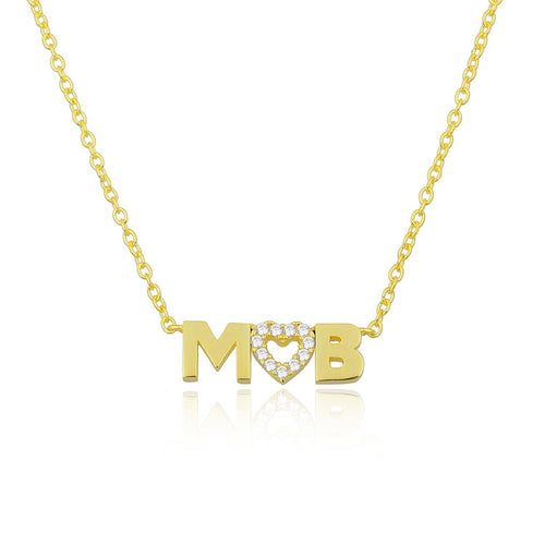 Personalized luxury initials necklace diam heart