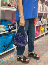 Load image into Gallery viewer, Bandana mini bucket bag dark blue