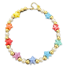 Load image into Gallery viewer, Star fish necklace pearls gold