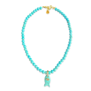 Short beads necklace with lucky fish turquoise