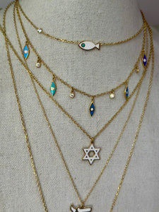 Mini lucky five eyes color necklace
