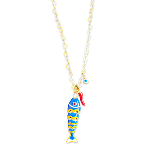 Capri lucky fish Necklace blue