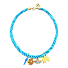 Load image into Gallery viewer, Silk chocker with Lucky charms blue