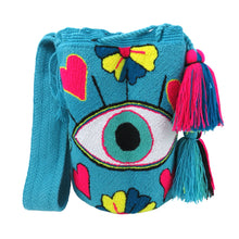 Load image into Gallery viewer, Mochilla large eye bag turquoise