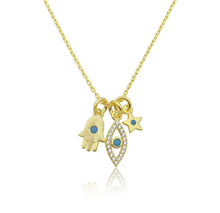 Load image into Gallery viewer, Lucky 3 charms necklace turquoise