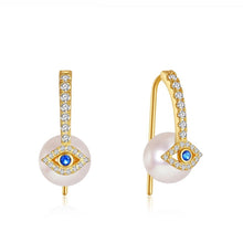 Load image into Gallery viewer, Pearls lucky eyes earrings