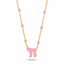 Load image into Gallery viewer, Lucky חי necklace dots pink