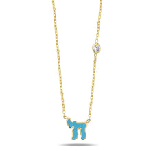 Load image into Gallery viewer, Lucky חי CHAI necklace mini baby blue