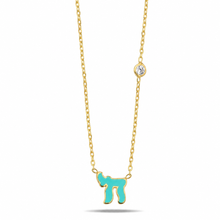 Load image into Gallery viewer, Lucky חי CHAI necklace mini turquoise