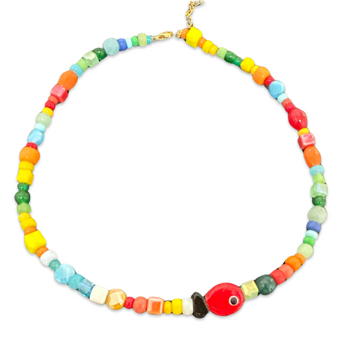 Lucky fish beads necklace rainbow red
