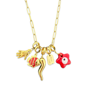 Necklace lucky charms red