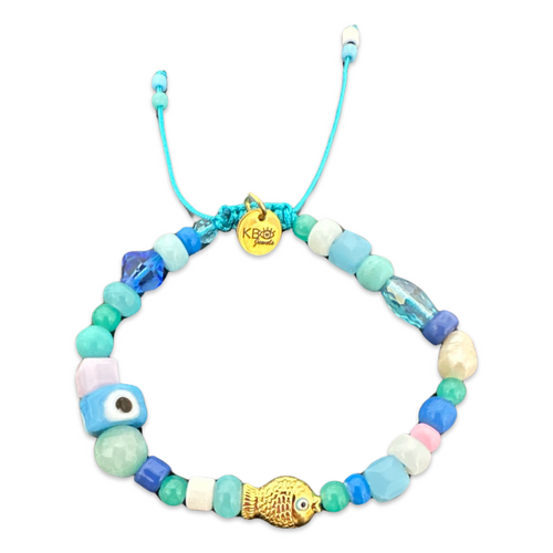 Beads lucky fish bracelet blue