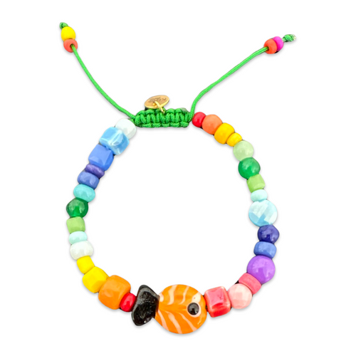 Rainbow beads lucky fish bracelet