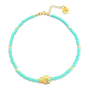 Lucky fish anklet gold