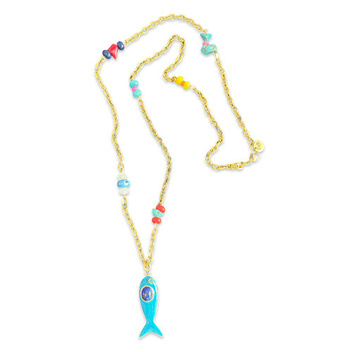 Amalfi lucky fish necklace turquoise