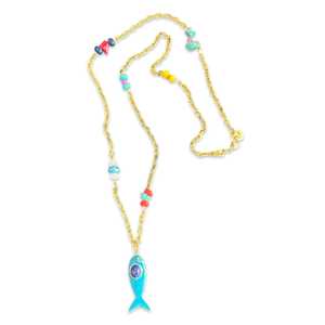 Amalfi lucky fish necklace turquoise