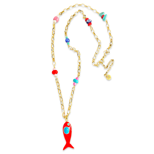 Amalfi lucky fish necklace red