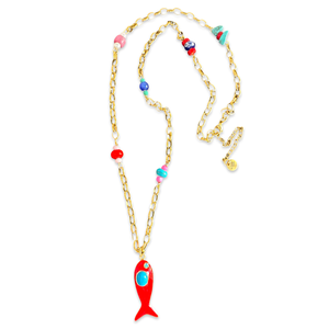 Amalfi lucky fish necklace red