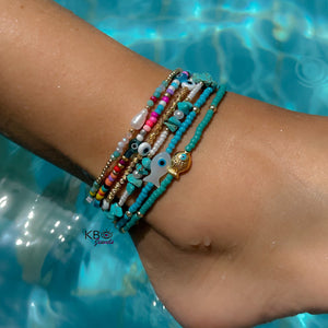 Beads anklet turquoise